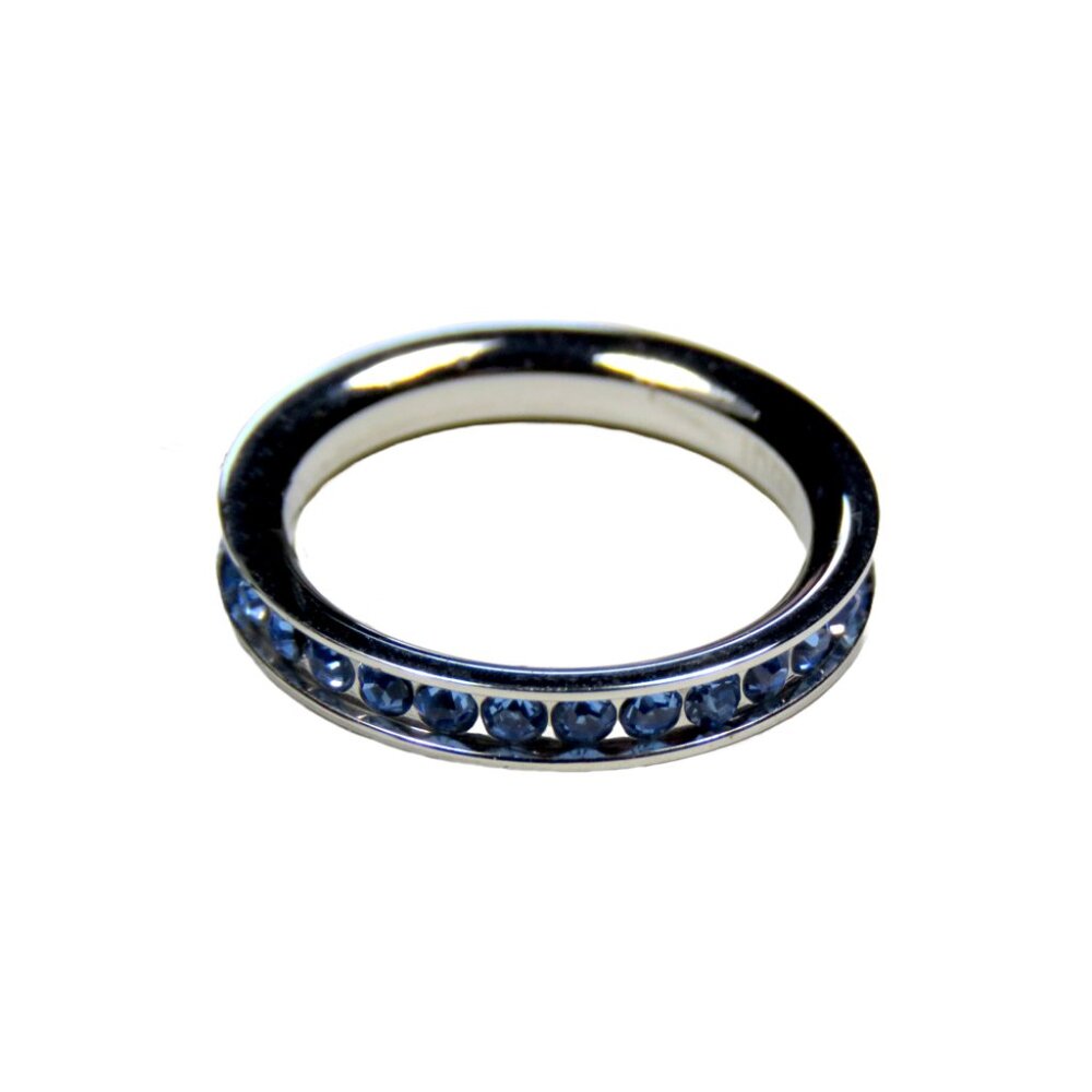 Inox Women's Stainless Steel Ring with Light Blue CZ
